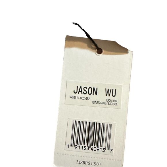 Jason Wu Bucket Bag with Crossbody Strap Black Textured Crocodile Trim - Picture 6 of 9